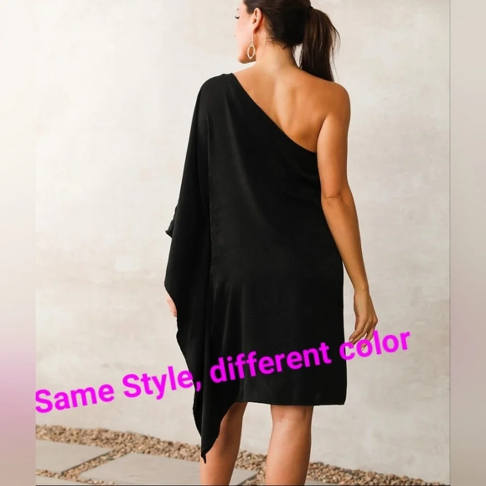 GILLI Dress One Shoulder Woven Draped Mini, size Large, Copper‎ Brown